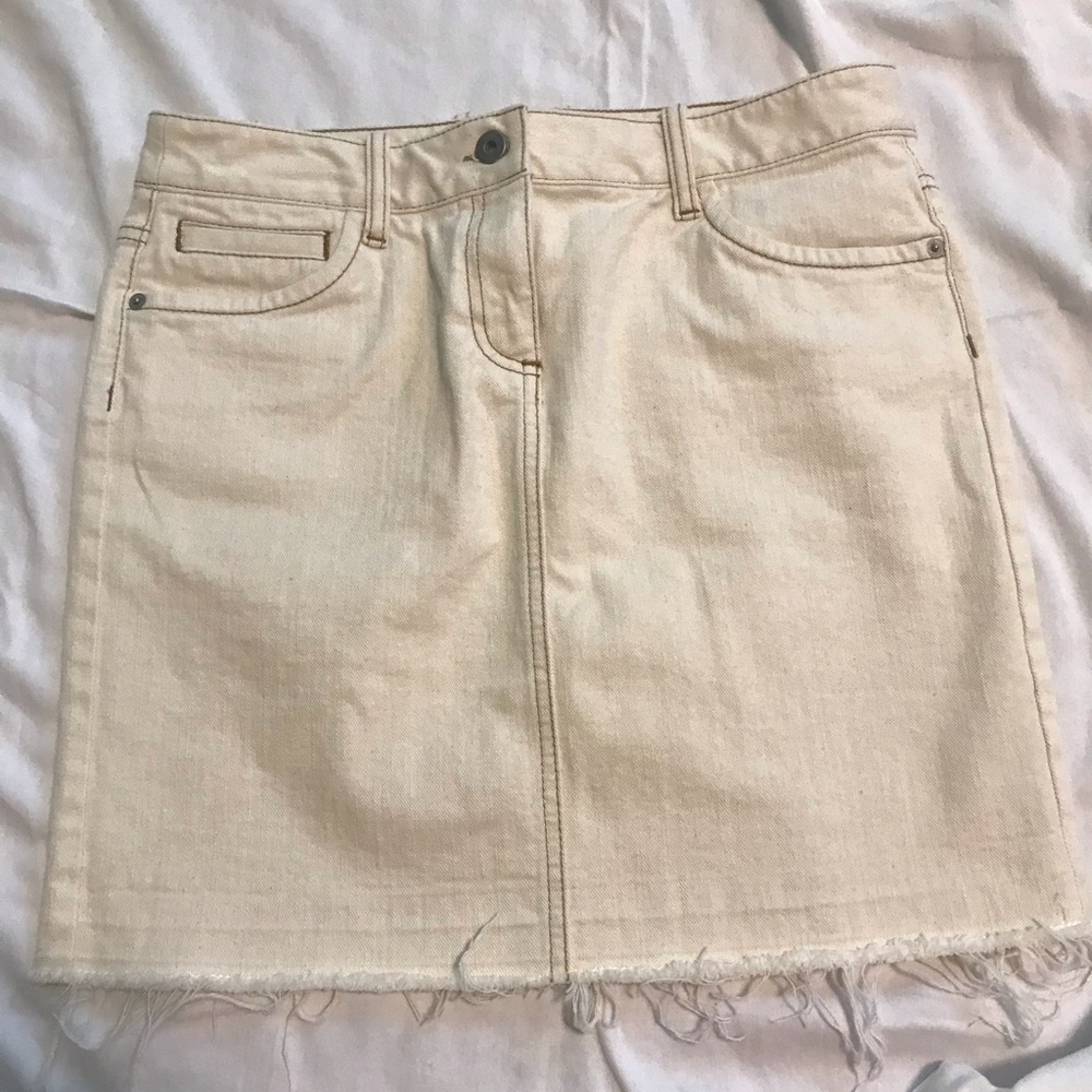 High-waisted White Denim Skirt